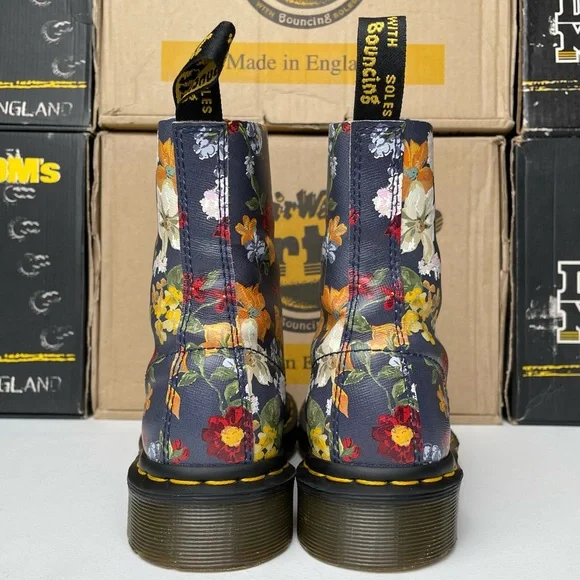 Dr. Martens 1460 Pascal Darcy Floral Print Navy Blue Leather Boho Boots UK 4 - Picture 12 of 17